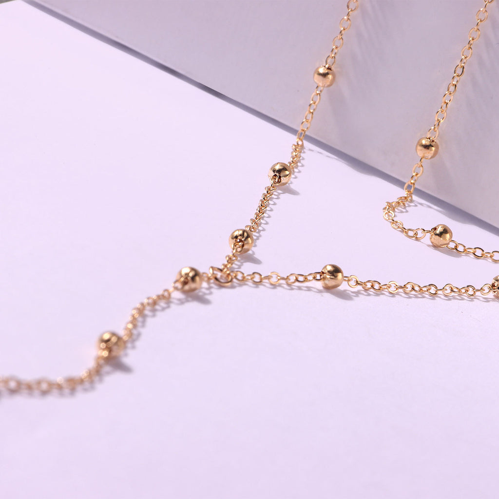 metal necklace ornament collarbone chain round bead entry lux advanced body chain bosom