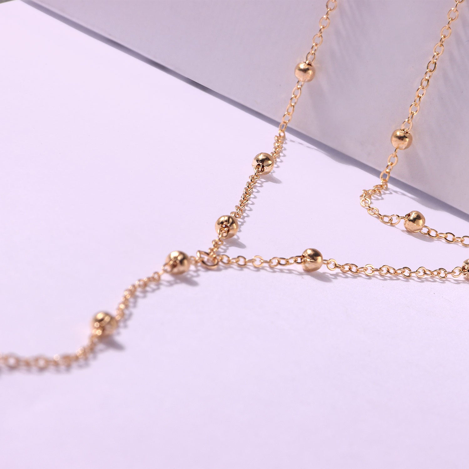 metal necklace ornament collarbone chain round bead entry lux advanced body chain bosom