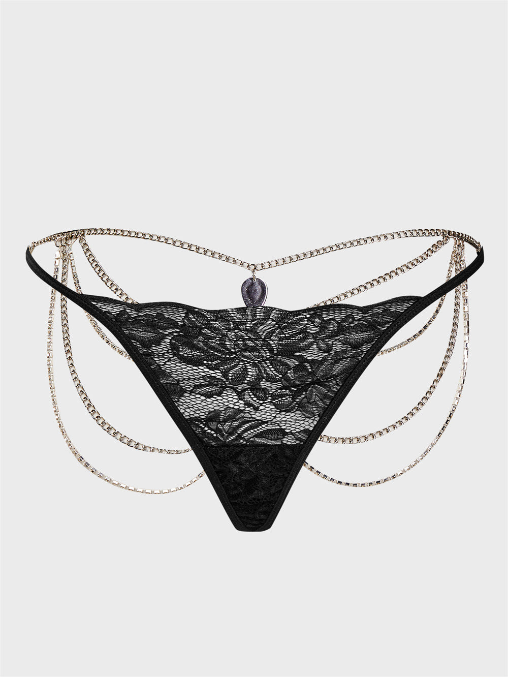 Sexy spicy girl joiot metal chain rhines tone women's thong panties